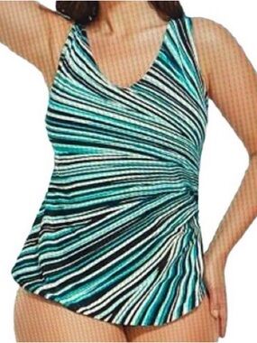 FULLFITALL Green Prism Sarong Front One Piece Swimsuit Size 22 New